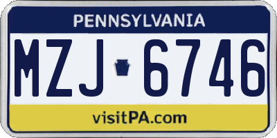 PA license plate MZJ6746
