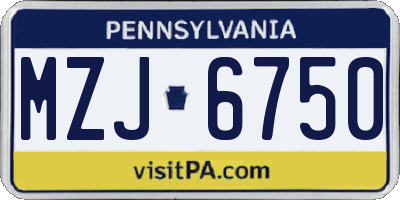 PA license plate MZJ6750