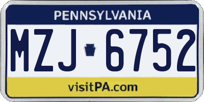 PA license plate MZJ6752