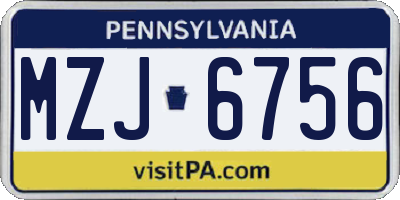 PA license plate MZJ6756