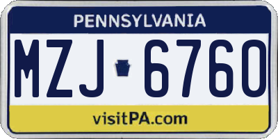 PA license plate MZJ6760