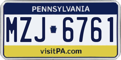 PA license plate MZJ6761