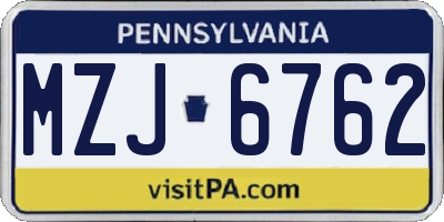 PA license plate MZJ6762