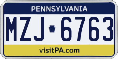 PA license plate MZJ6763