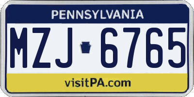 PA license plate MZJ6765