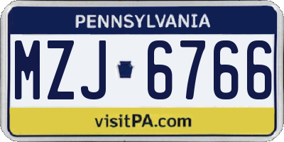 PA license plate MZJ6766