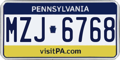 PA license plate MZJ6768