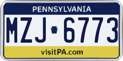 PA license plate MZJ6773