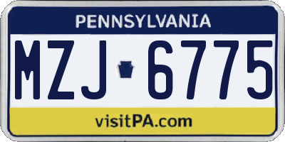 PA license plate MZJ6775
