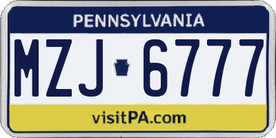 PA license plate MZJ6777