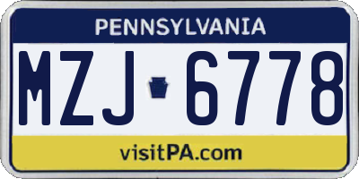 PA license plate MZJ6778