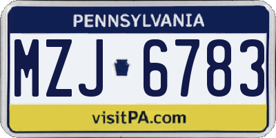 PA license plate MZJ6783