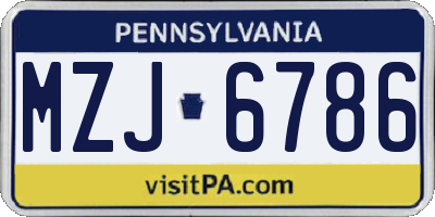 PA license plate MZJ6786