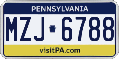 PA license plate MZJ6788