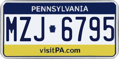 PA license plate MZJ6795