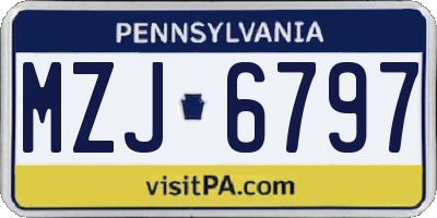 PA license plate MZJ6797