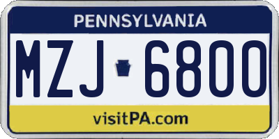 PA license plate MZJ6800