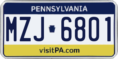 PA license plate MZJ6801