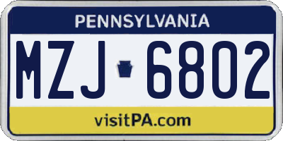 PA license plate MZJ6802