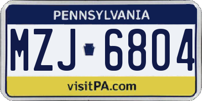 PA license plate MZJ6804