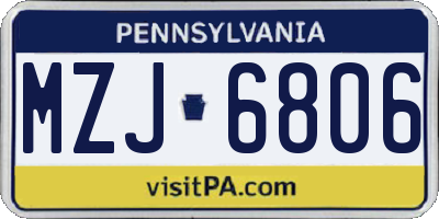 PA license plate MZJ6806