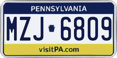 PA license plate MZJ6809