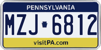 PA license plate MZJ6812