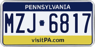 PA license plate MZJ6817