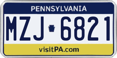 PA license plate MZJ6821