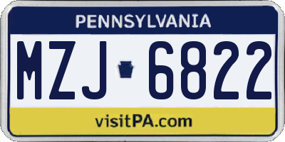 PA license plate MZJ6822