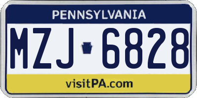 PA license plate MZJ6828