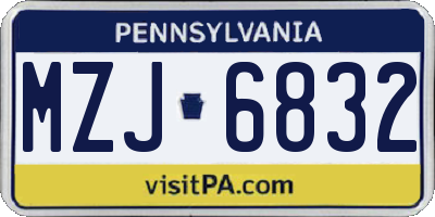 PA license plate MZJ6832