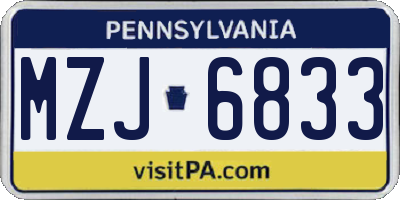 PA license plate MZJ6833