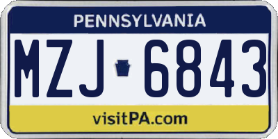 PA license plate MZJ6843