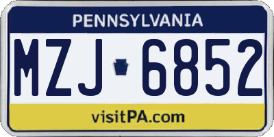 PA license plate MZJ6852