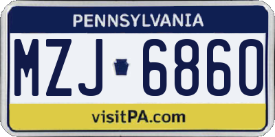 PA license plate MZJ6860