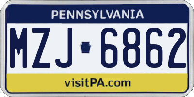 PA license plate MZJ6862