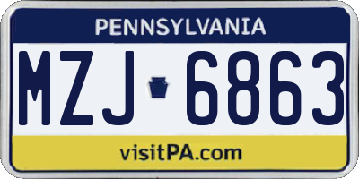 PA license plate MZJ6863