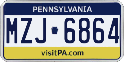 PA license plate MZJ6864