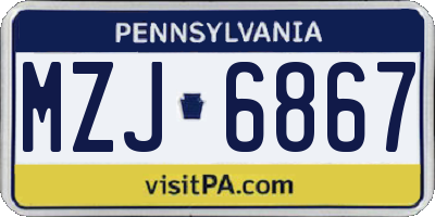 PA license plate MZJ6867