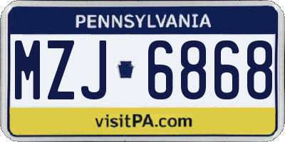 PA license plate MZJ6868