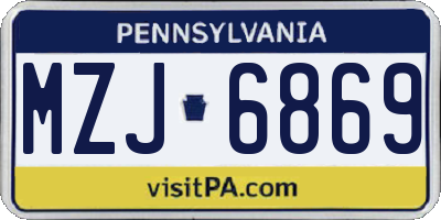 PA license plate MZJ6869