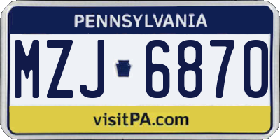 PA license plate MZJ6870