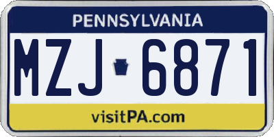 PA license plate MZJ6871