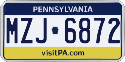 PA license plate MZJ6872