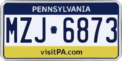 PA license plate MZJ6873
