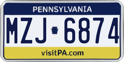 PA license plate MZJ6874