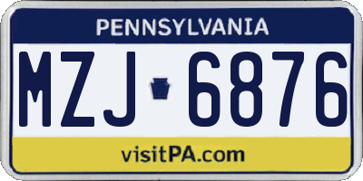 PA license plate MZJ6876