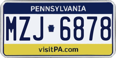 PA license plate MZJ6878
