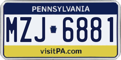 PA license plate MZJ6881